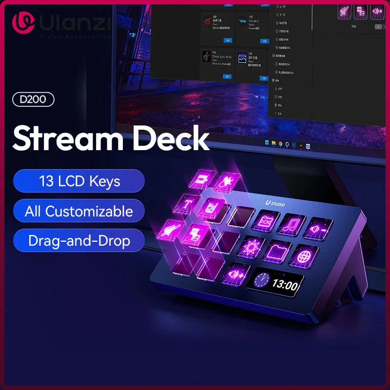 Ulanzi D200 – Stream Deck med 13 anpassningsbara LCD-knappar