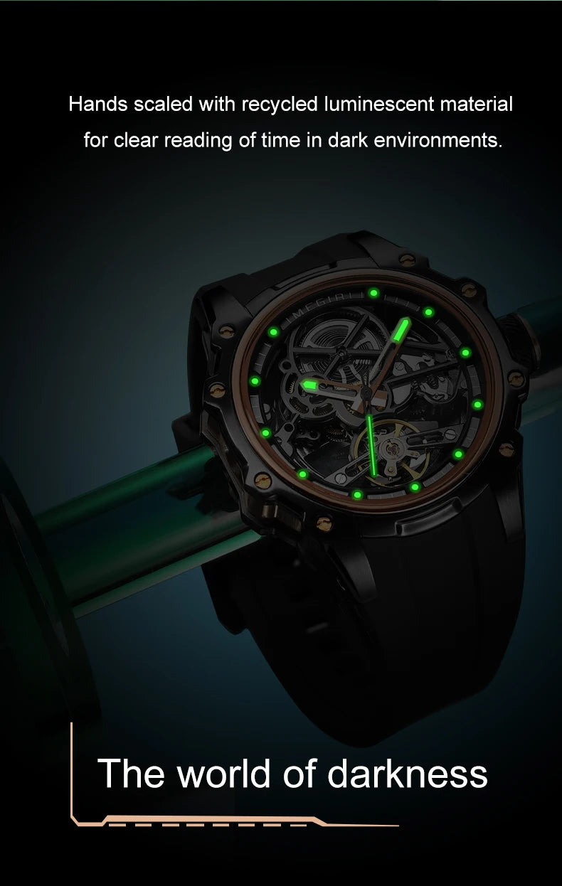 MEGIR Automatisk Mekanisk Herrklocka – Skeleton Dial