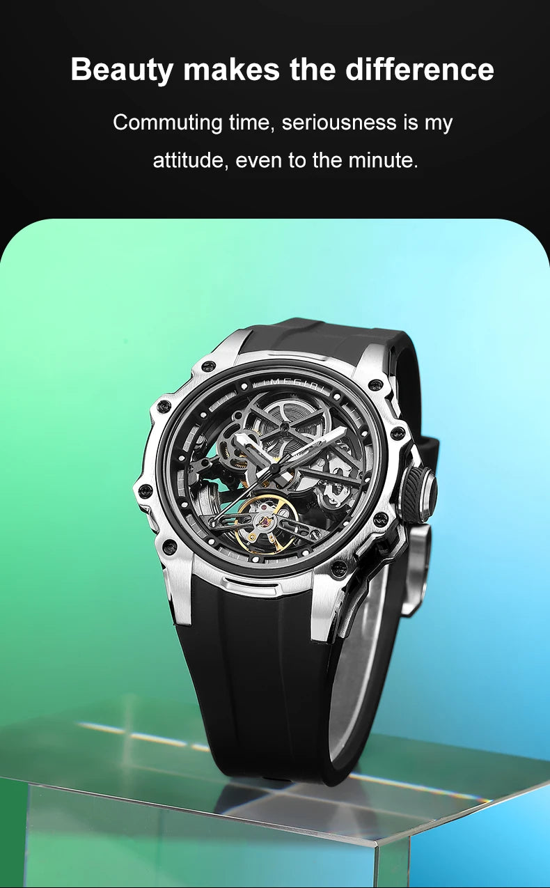 MEGIR Automatisk Mekanisk Herrklocka – Skeleton Dial