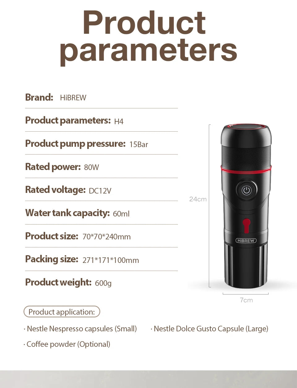 HiBREW H4 – Kompakt kaffemaskin för resa, bil och kök