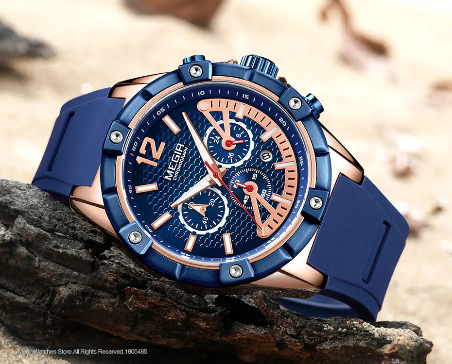 MEGIR Men's Sports Quartz Watch with Multi-Function Dial
