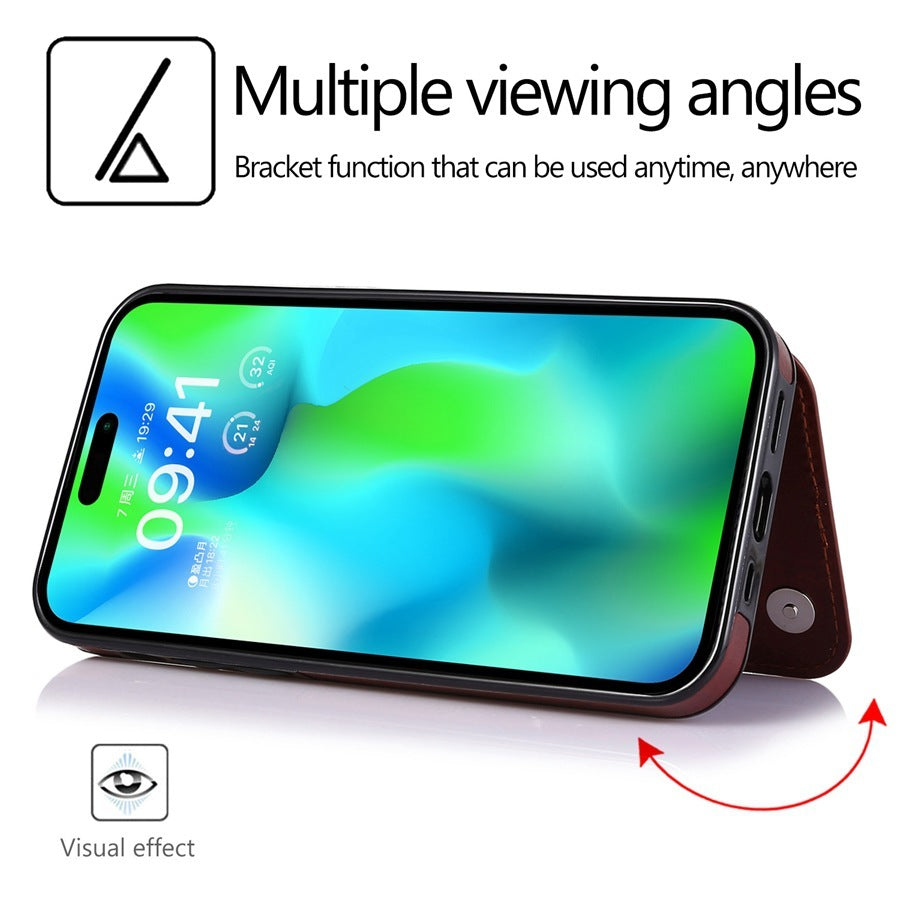 Mobilskal i läder med dubbla spännen