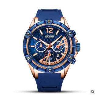 MEGIR Men's Sports Quartz Watch with Multi-Function Dial