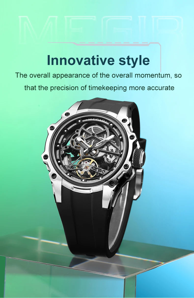 MEGIR Automatisk Mekanisk Herrklocka – Skeleton Dial