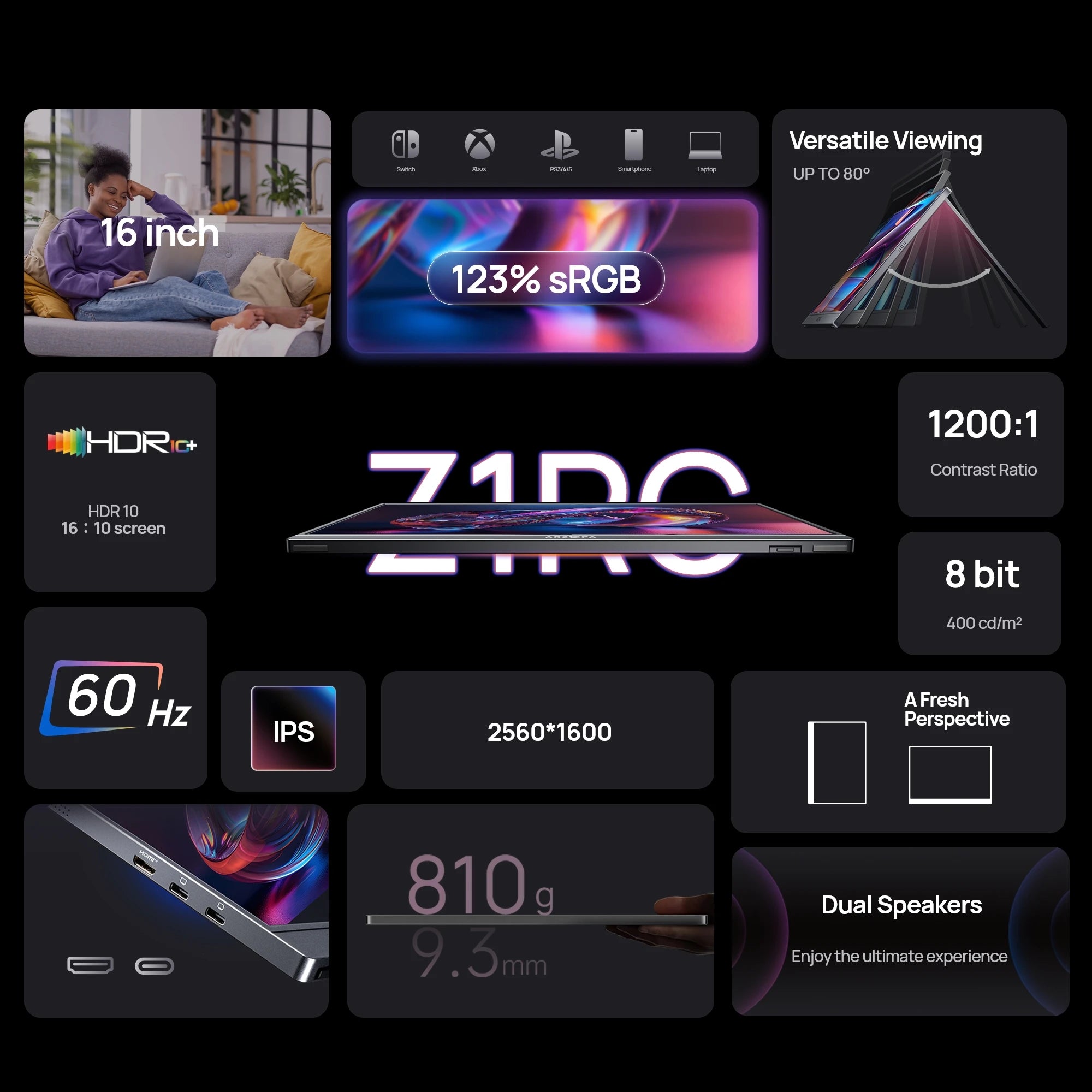 Arzopa Z1RC – 16" portabel IPS-skärm