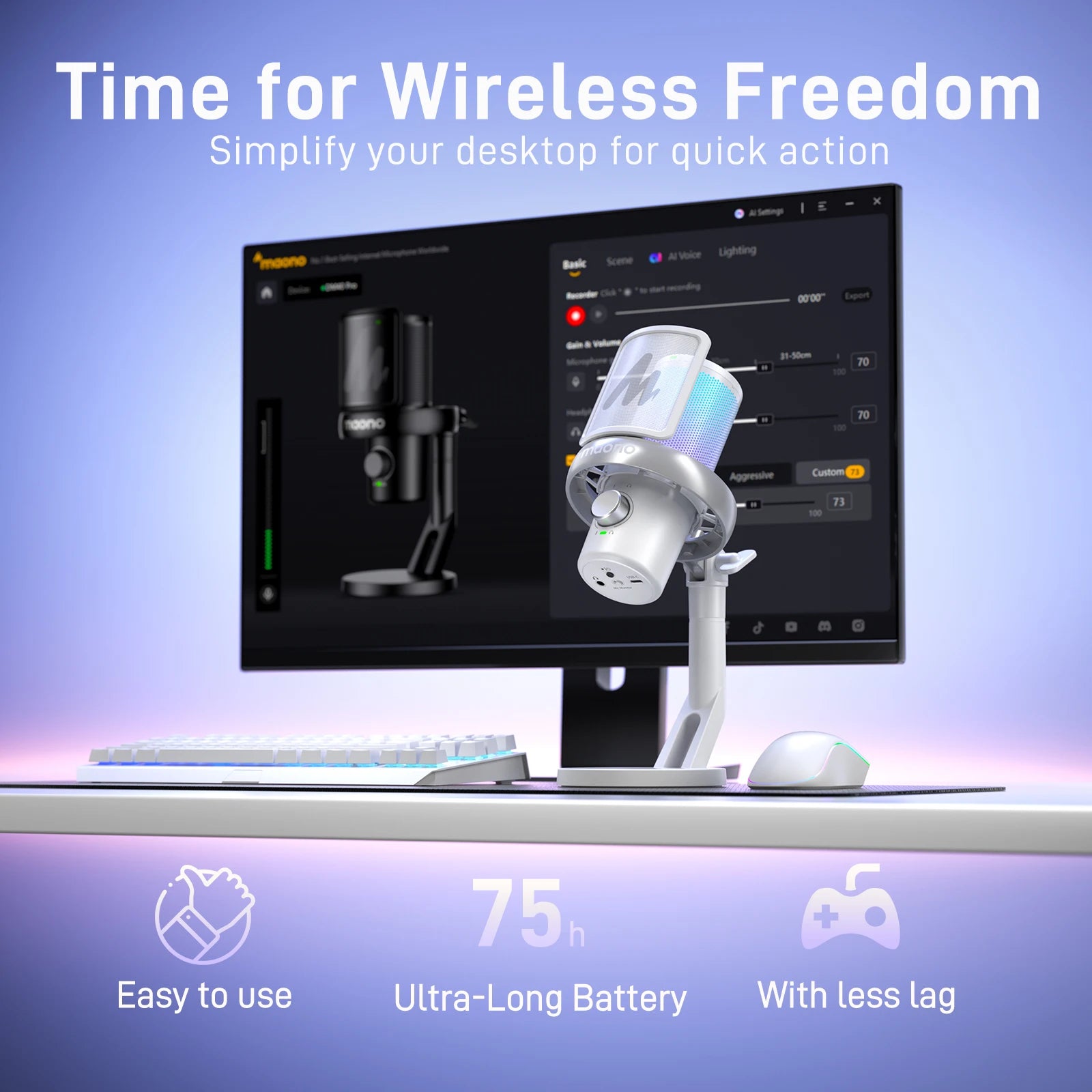 MAONO DM40 – Trådlös USB-mikrofon med AI-röstförändring