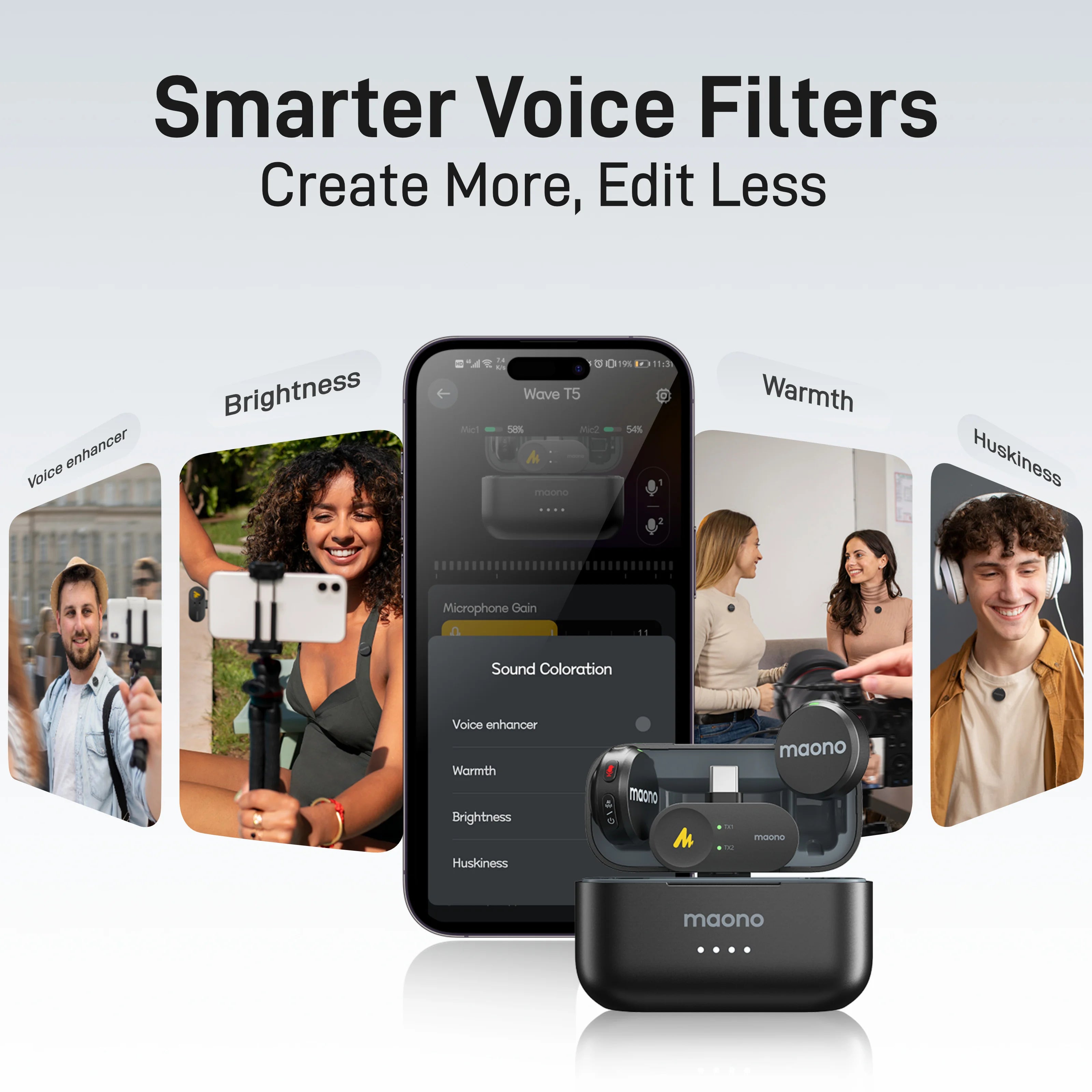 Maono Wave T5 – Pro trådlös mikrofon för mobil & kamera
