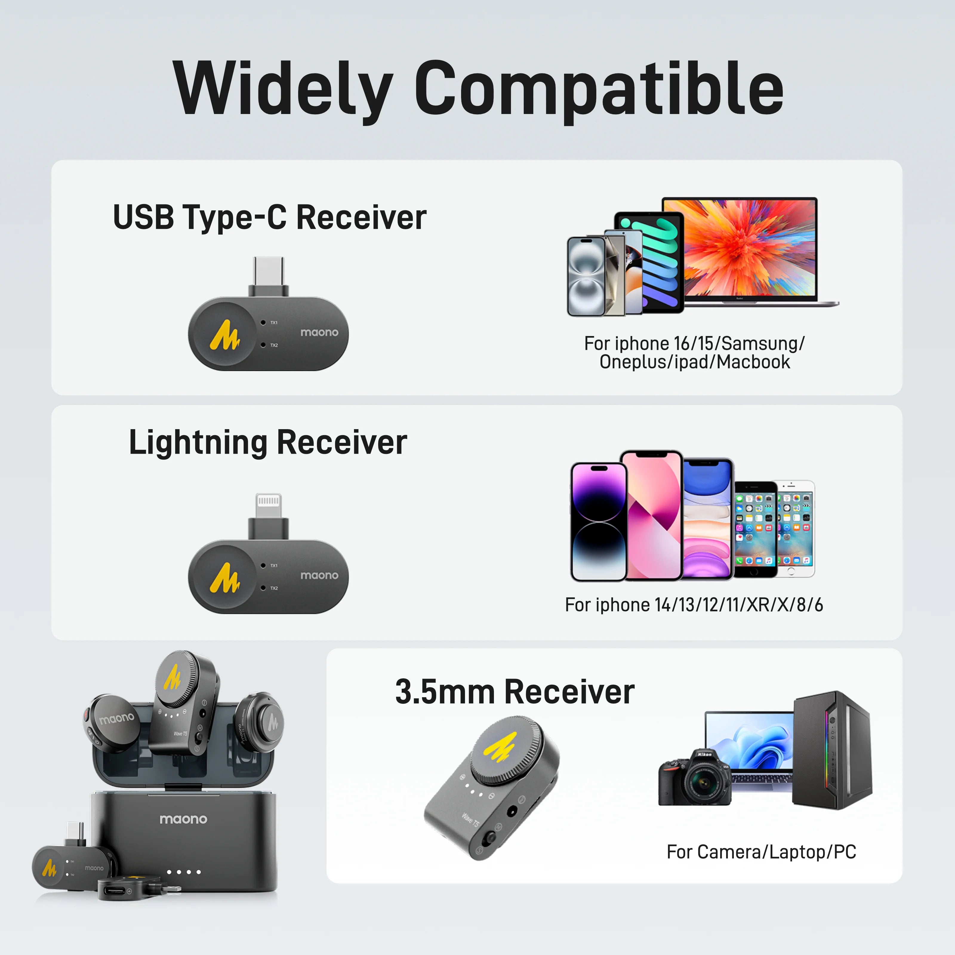 Maono Wave T5 – Pro trådlös mikrofon för mobil & kamera